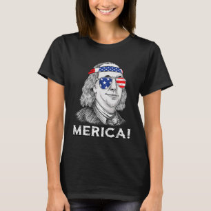 Camiseta 4 De Julho Ben Franklin Merica USA Boys Girls Kid