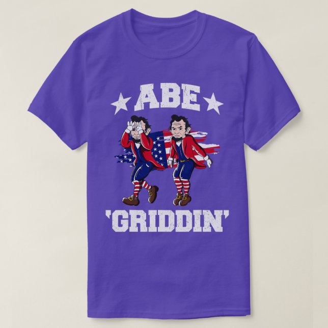 Camiseta 4 de julho Benjamin Franklin Griddy Ben Griddin (Frente do Design)