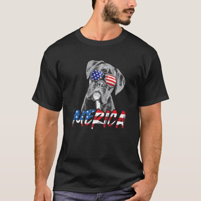 Camiseta 4 de julho Boxer Merica American Flag Patriotic D (Frente)