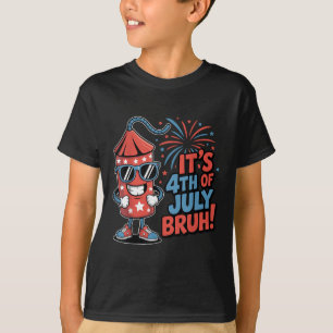 Camiseta 4 De Julho Bruh Meninos Crianças Engraçado Foguete