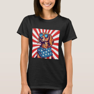 Camiseta 4 De Julho Cachorro Dachsund Weiner Engraçado Ween