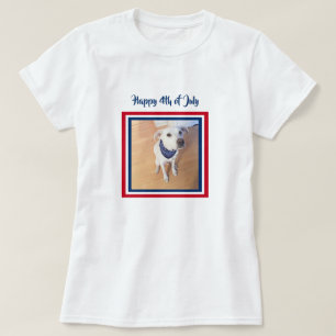 Camiseta 4 de julho Cachorro Vermelho, Branco, Azul Cachorr