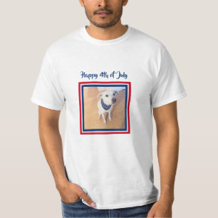 Camiseta 4 de julho Cachorro Vermelho, Branco, Azul Cachorr