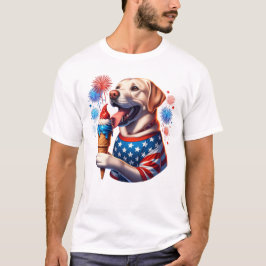 Camiseta 4 de julho Cão com Sorvete Cone