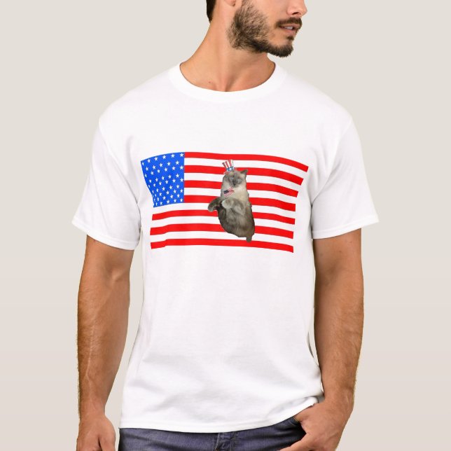 Camiseta 4 de julho Cat (Frente)