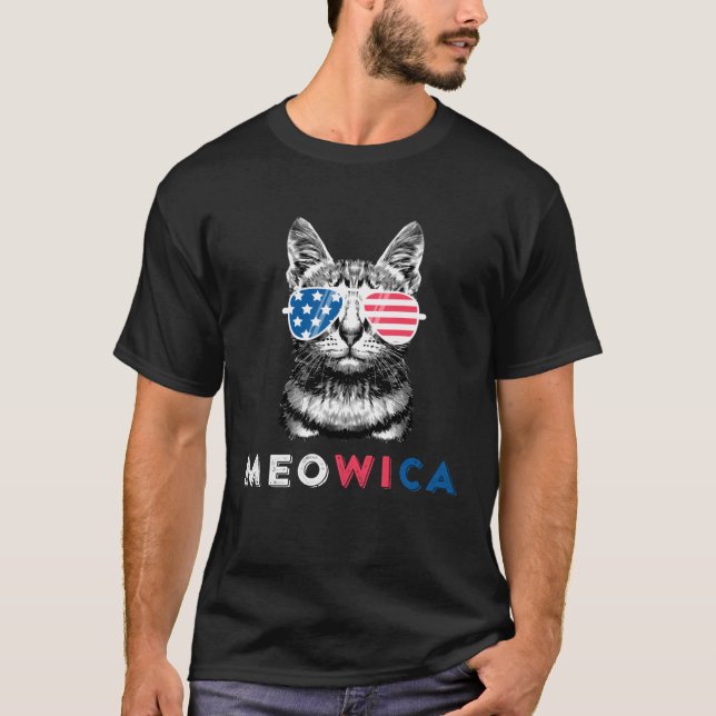 Camiseta 4 De Julho Cat Meowica Merica Gatinho Patriótico C (Frente)