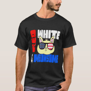 Camiseta 4 De Julho Cat Red White Sinalizador Patriótico