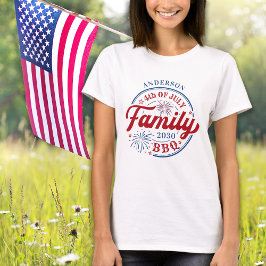 Camiseta 4 De Julho CHURRASCO Personalização Da Reunião Fam