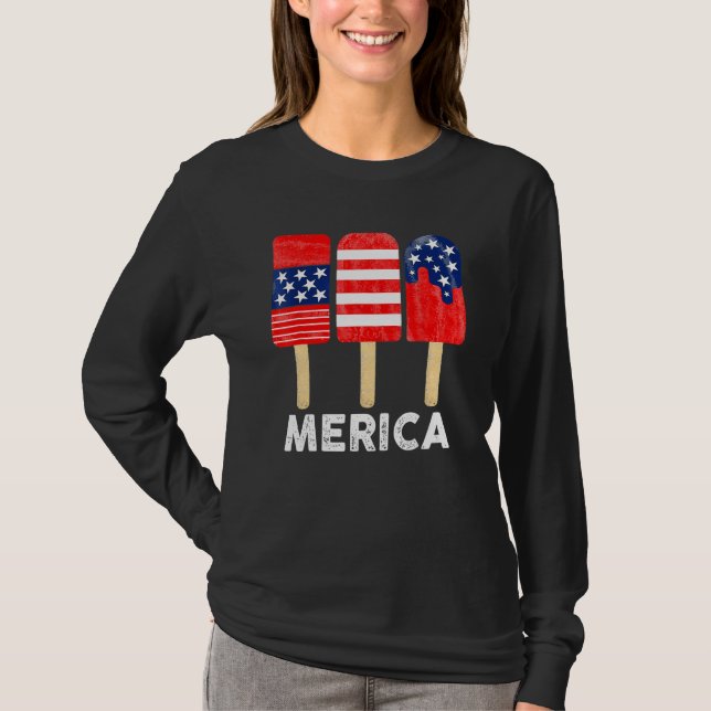 Camiseta 4 De Julho Crianças Meninos Meninas Bandeira Ameri (Frente)