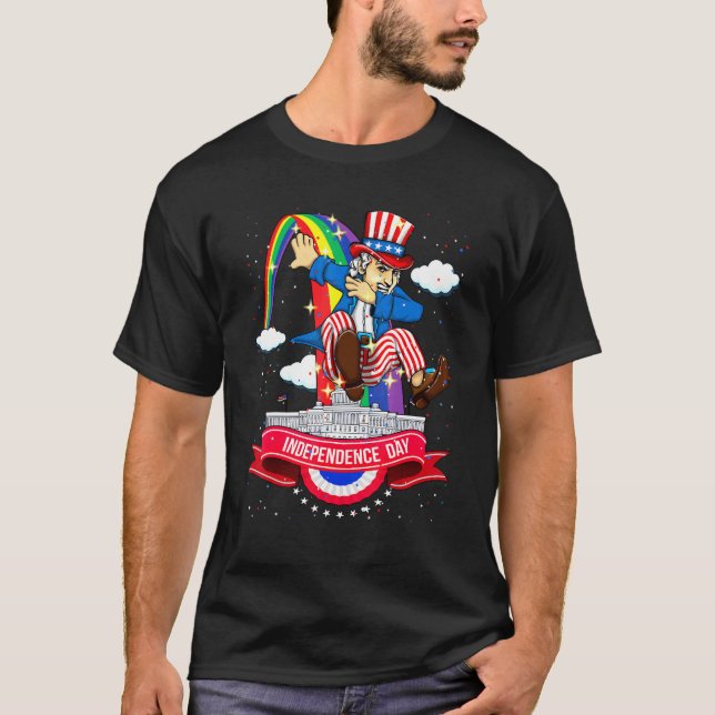 Camiseta 4 De Julho Dabbing Tio Sam Usa Flag Kids (Frente)