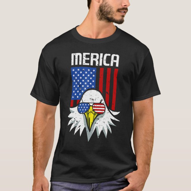 Camiseta 4 de julho de 2010 Bandeira Americana Bald Eagle M (Frente)