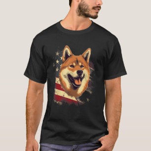 Camiseta 4 de julho de 2010 Bandeira Negra e Shiba Inu