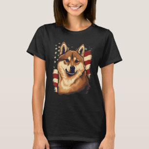 Camiseta 4 de julho de 2010 Bandeira Negra e Shiba Inu 1