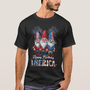 Camiseta 4 De Julho De 2023 Gnomos Patrióticos Dos EUA Feli