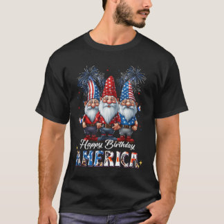 Camiseta 4 De Julho De 2023 Gnomos Patrióticos Felizes Amér