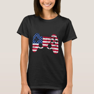 Camiseta 4 De Julho De American Flag Video Game Boys Kids T