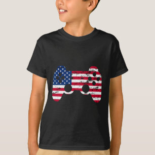 Camiseta 4 De Julho De American Flag Video Game Boys Kids T