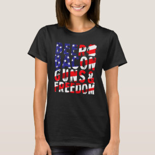 Camiseta 4 De Julho De Bebê Bacon Guns E Liberdade