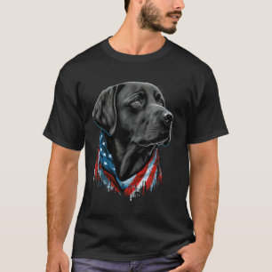 Camiseta 4 De Julho De Black Patriotic American Labrador