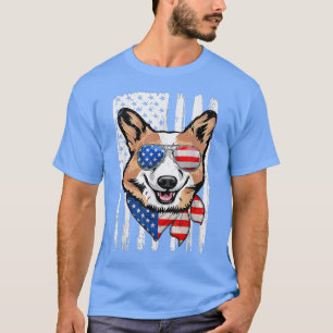 Camiseta 4 de julho de Corgi American Flag Patriotic Dog Lo