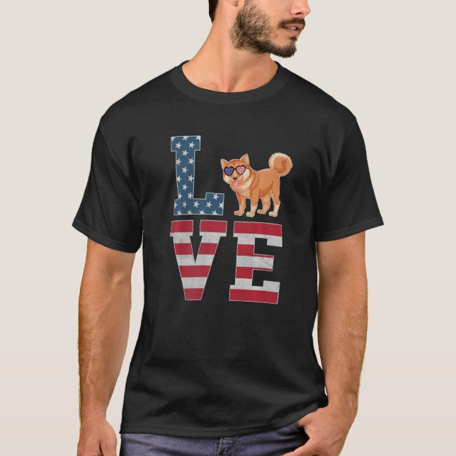 Camiseta 4 De Julho De Decor Apaixonado Patriótico Shiba In (Frente)