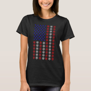 Camiseta 4 De Julho De Futebol Ball American Flag Patriotic