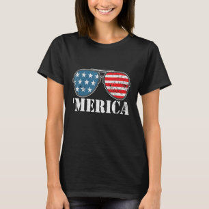 Camiseta 4 De Julho De 'Merica Flag Sunglass Patriotic Amer