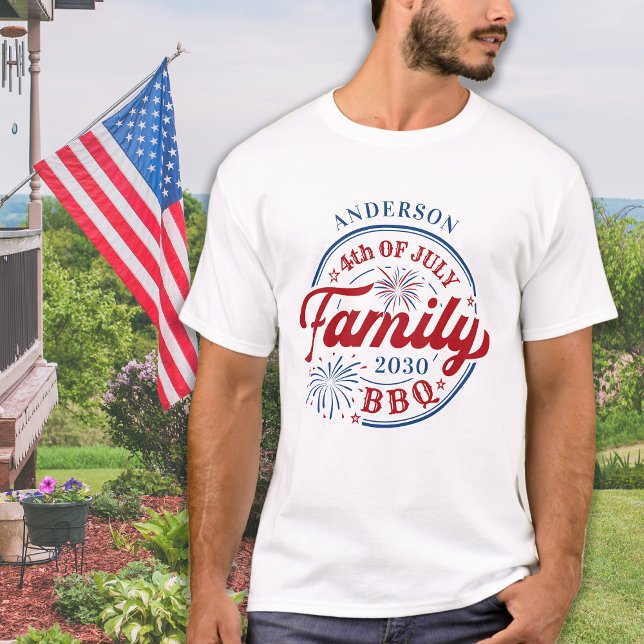 Camiseta 4 De Julho De Reunião Personalizada Da Família (Criador carregado)