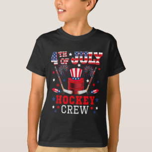 Camiseta 4 De Julho De Tripulação De Hockey Figurume Com Ba