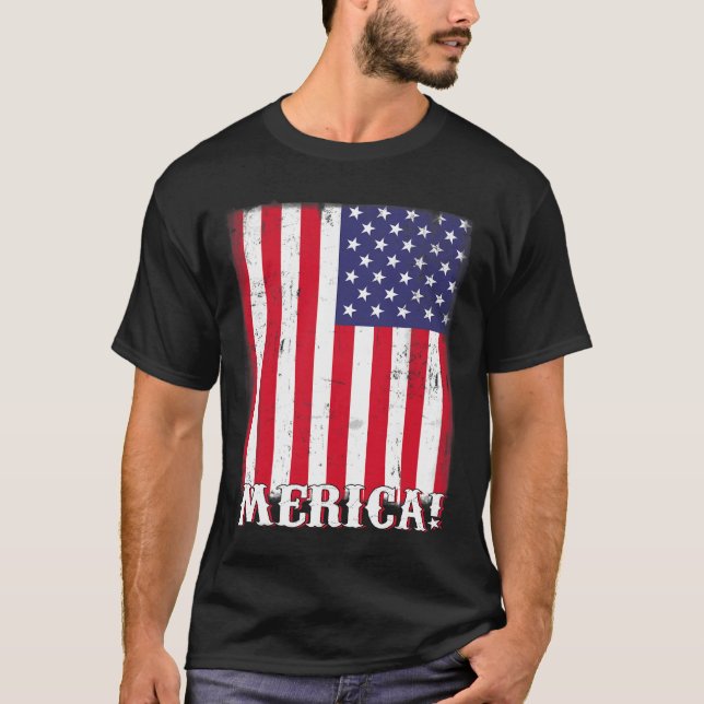 Camiseta 4 de julho de US American Flag Patriotic (Frente)