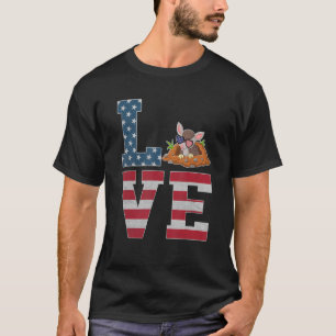 Camiseta 4 de julho Decor Patriotic Love Armadillo America
