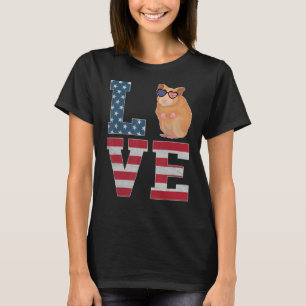 Camiseta 4 de julho Decor Patriotic Love Gerbil American F