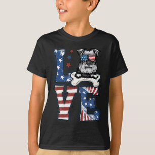 Camiseta 4 De Julho Decor Patriotic Love Schnauzer Dog Usa