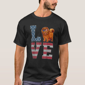 Camiseta 4 De Julho Decor Patriótico Amor Chow Chow Dog Ame