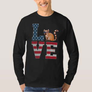 Camiseta 4 de julho Decor Patriótico Love Lemur American Fl