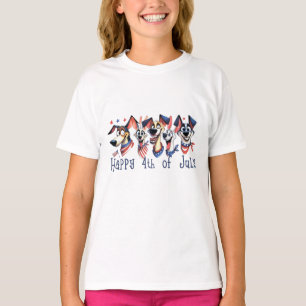 Camiseta 4 de julho. Dia da Independência. Cães Engraçados