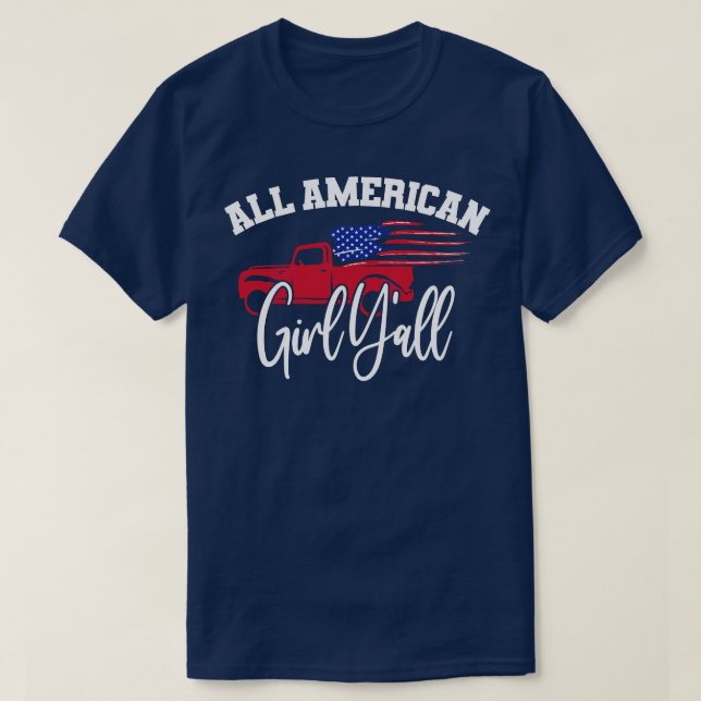 Camiseta 4 de julho Dia da Independência de Meninas America (Frente do Design)