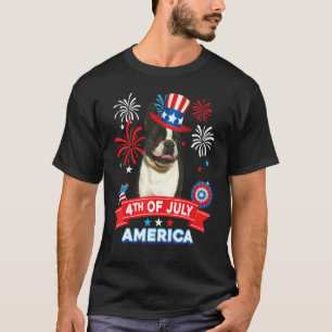 Camiseta 4 De Julho Dia Patriótico Boston Terrier Cão Indep