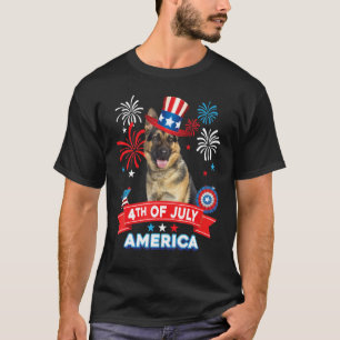 Camiseta 4 De Julho, Dia Patriótico, German shepherd De Cac