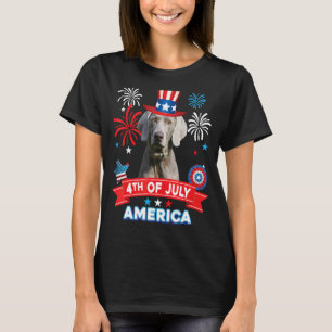 Camiseta 4 De Julho Dia Patriótico O Cão Do Weimaraner Inde