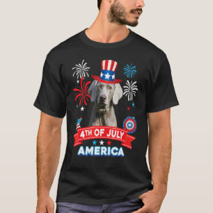 Camiseta 4 De Julho Dia Patriótico O Cão Do Weimaraner Inde