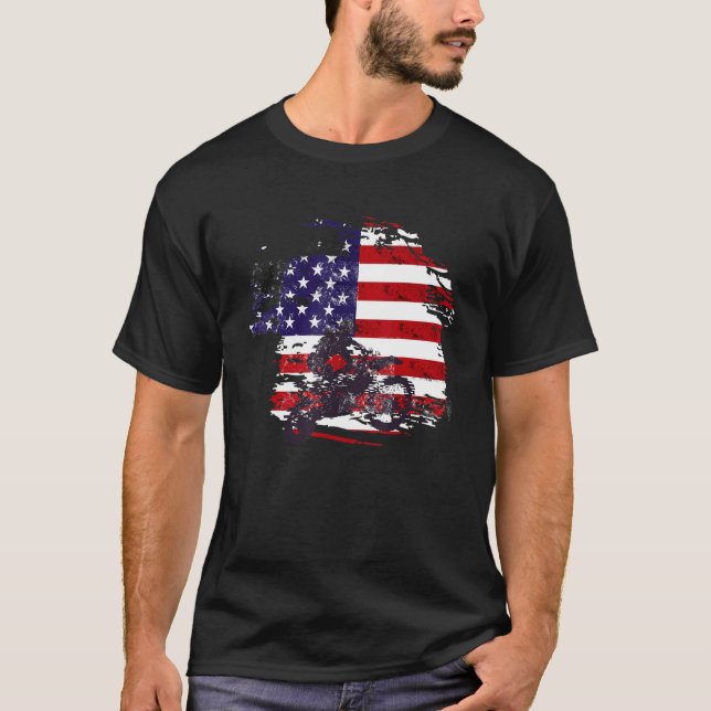 Camiseta 4 De Julho Dirt Bike American Flag Motocross Bike (Frente)