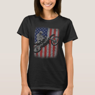 Camiseta 4 de julho Dirt Bike Motocross American Flag MX