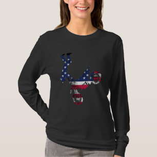 Camiseta 4 De Julho Dirt Bike Rider American Flag Red Whit