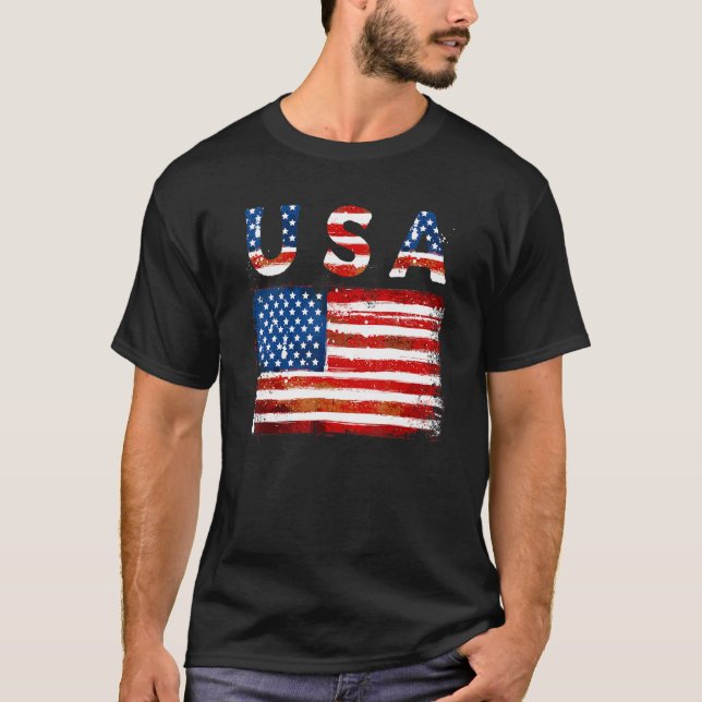 Camiseta 4 De Julho Dos Eua Bandeira América Patriótica Hom (Frente)