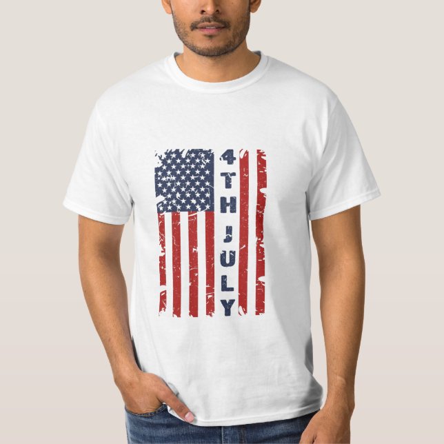 Camiseta 4 de julho e Bandeira do EUA Torna (Frente)