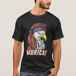 Camiseta 4 De Julho Eagle Mullet Murica American Flag Usa