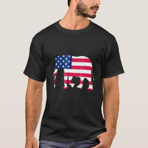 Camiseta 4 De Julho Elefante Vermelho Branco Azul Eua Ameri