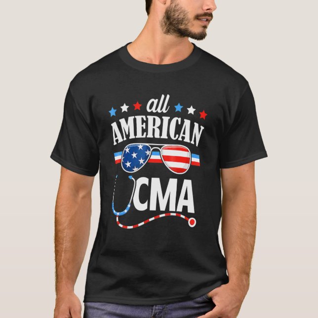 Camiseta 4 De Julho Enfermeira Americana Cma Certified Medi (Frente)