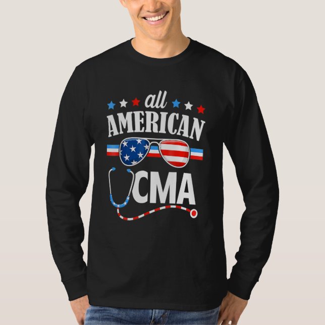 Camiseta 4 De Julho Enfermeira Americana Cma Certified Medi (Frente)